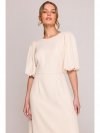 Stylove S400 Sukienka z bufiastymi rękawami - śmietankowa