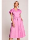 Stylove S401 Bawełniana sukienka z kołnierzykiem - liliowa