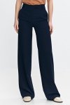 Nife Spodnie bootcut, z krytym guzikiem - granat - SD110