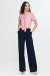 Nife Spodnie wide leg z gumą w pasie - granat - SD113