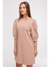 BeWear B291 Sukienka z bufiastymi rękawami - mokka