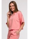 BeWear B294 Bluza oversize z krótkimi rękawami - koralowa