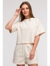 BeWear B294 Bluza oversize z krótkimi rękawami - waniliowa