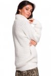 Be Knit BK030 Długi sweter z golfem - biały