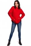 Be Knit BK038 Sweter ze splotem typu warkocz - czerwony