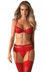 Obsessive Heartina set bielizna nocna komplet biustonosz + stringi + pas do pończoch
