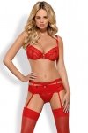 Obsessive Heartina set bielizna nocna komplet biustonosz + stringi + pas do pończoch