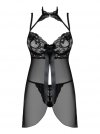 Obsessive Babydoll i stringi Elizenes czarne