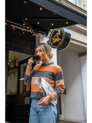 Be Knit BK071 Sweter w pasy wielokolorowe - model 4