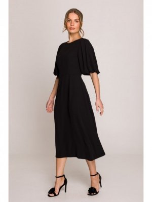Stylove S399 Sukienka z bufiastymi rękawami - czarna
