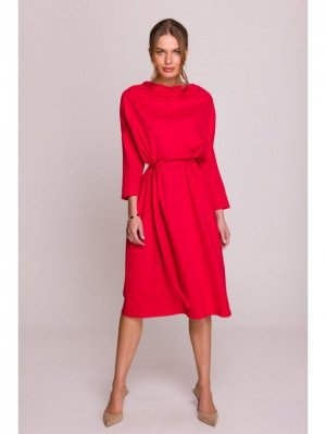 Stylove S403 Sukienka oversize z modalu - czerwona