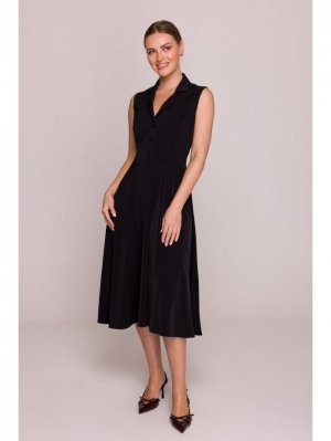 Stylove S409 Sukienka z rozpinanym dekoltem - czarna