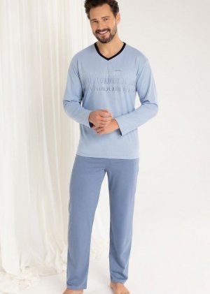 Regina PIŻAMA REGINA MĘSKA 495 NIEBIESKI XXL-3XL