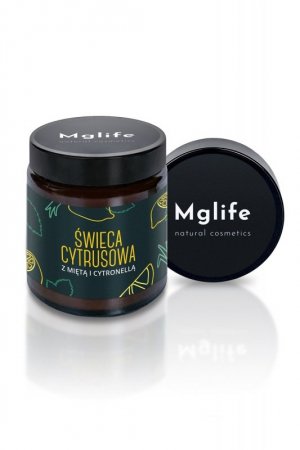 Mglife Świeca cytrusowa z miętą i cytronellą - rzepakowa kosmetyki świeca zapachowa