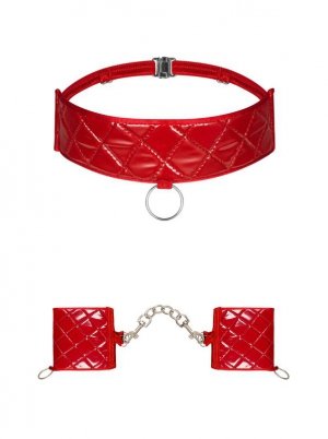 Obsessive Kajdanki i choker Hunteria czerwone