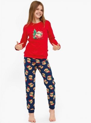 Piżama Cornette Young Girl 592/186 Teddy dł/r Christmas 134-164