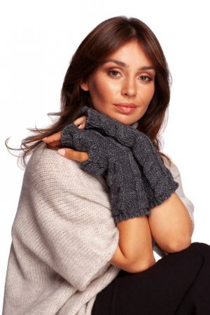 Be Knit BK098 Długie rękawiczki bez palców - grafitowe - WYSYŁKA 24H