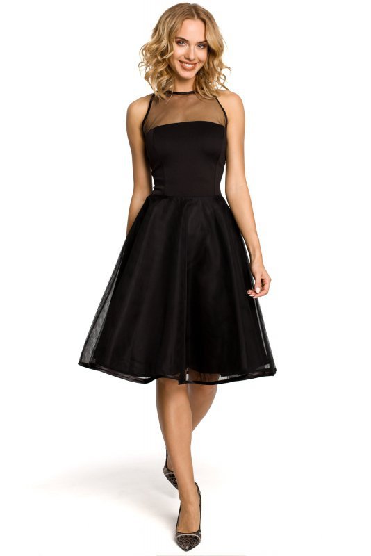 Moe M148 Wieczorowa sukienka z dopasowaną górą - czarna