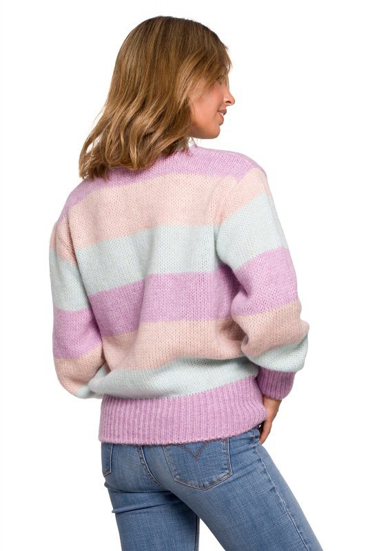 Be Knit BK071 Sweter w pasy wielokolorowe - model 1