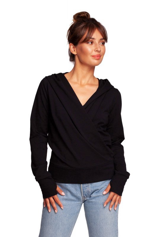 BeWear B246 Bluza na zakładkę z kapturem - czarna