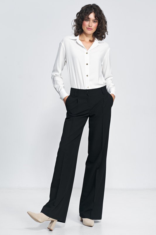Nife Czarne spodnie typu wide leg - SD81