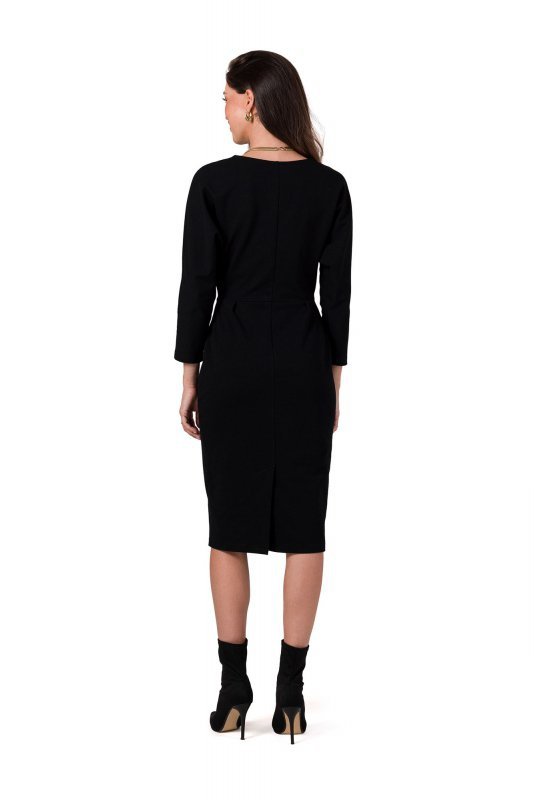 BeWear B271 Sukienka z kopertowym dekoltem - czarna