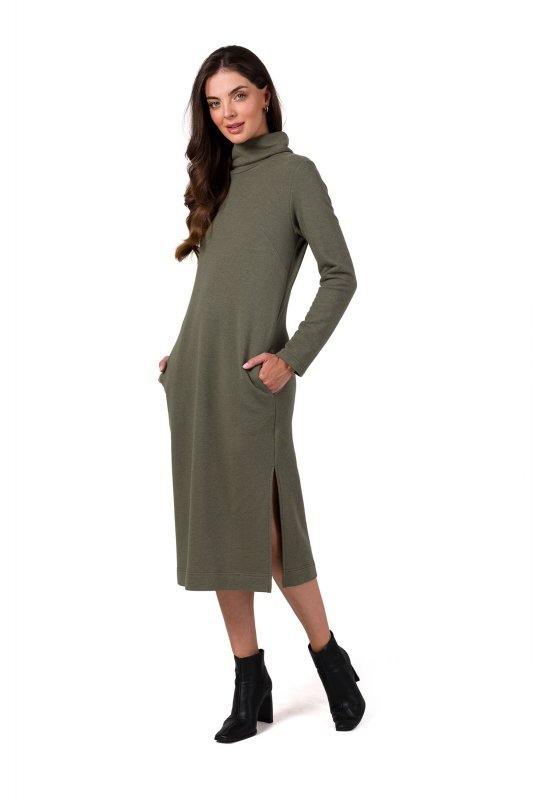 BeWear B274 Sukienka z półgolfem - khaki