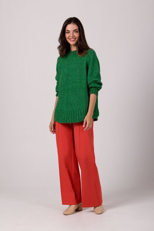 Be Knit BK105 Sweter z nietoperzowymi rękawami - szamaragdowy