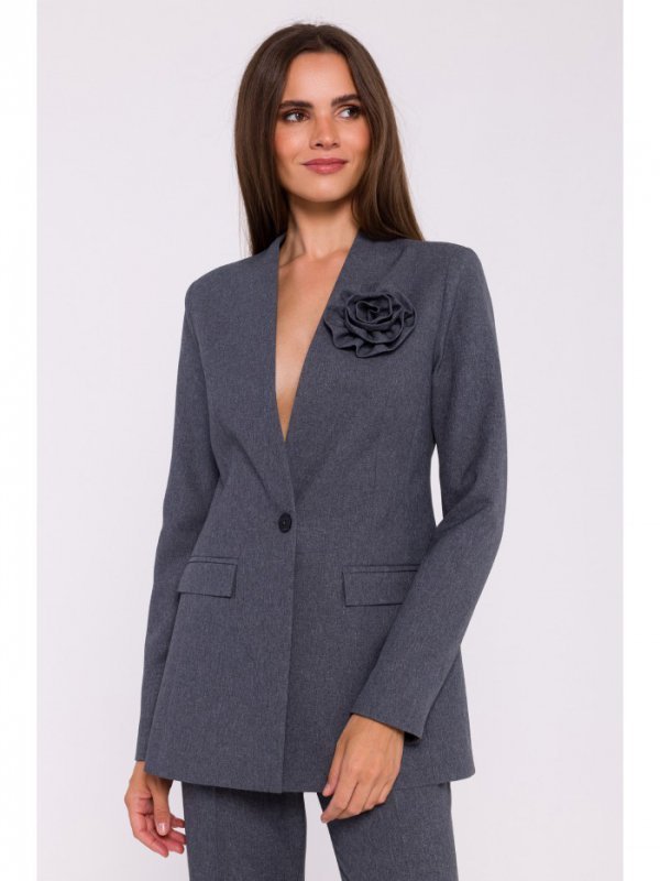 Stylove S370 Marynarka z kwiatkiem - szara