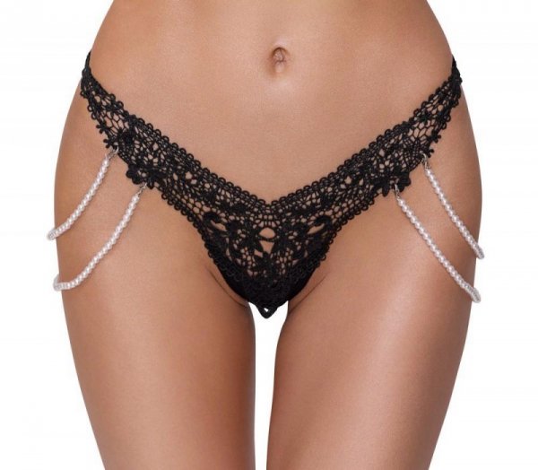 Cottelli LINGERIE String with Pearl Chains