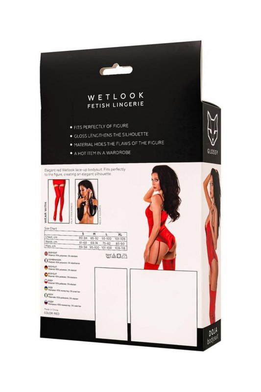Glossy Wetlook Doja bodysuit - red