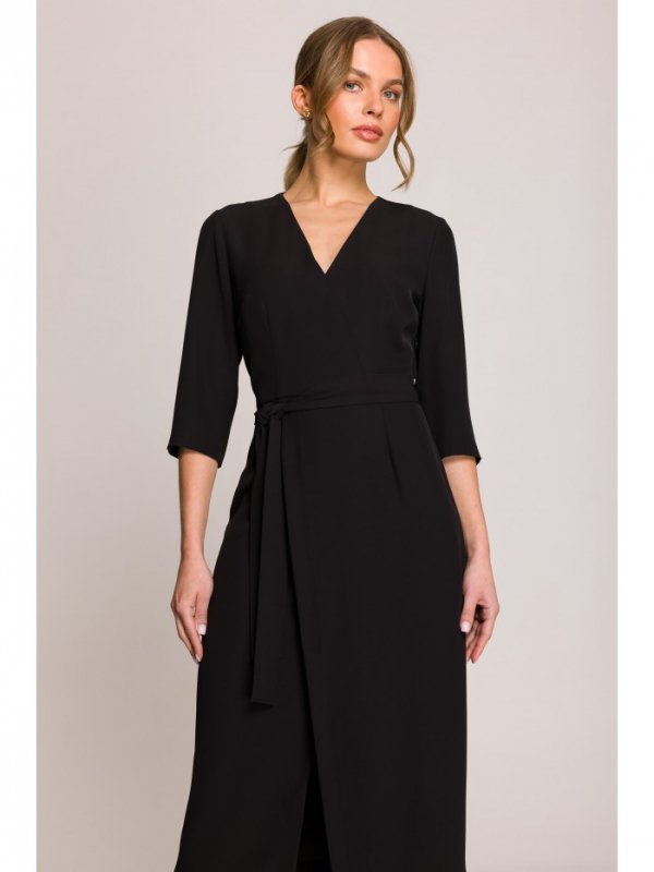 Stylove S396 Sukienka z kopertowym motywem - czarna