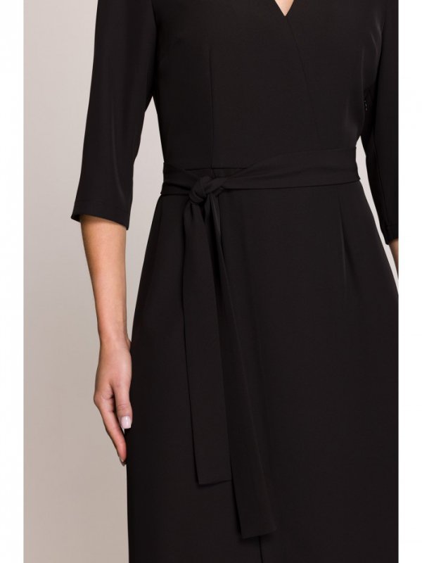 Stylove S396 Sukienka z kopertowym motywem - czarna