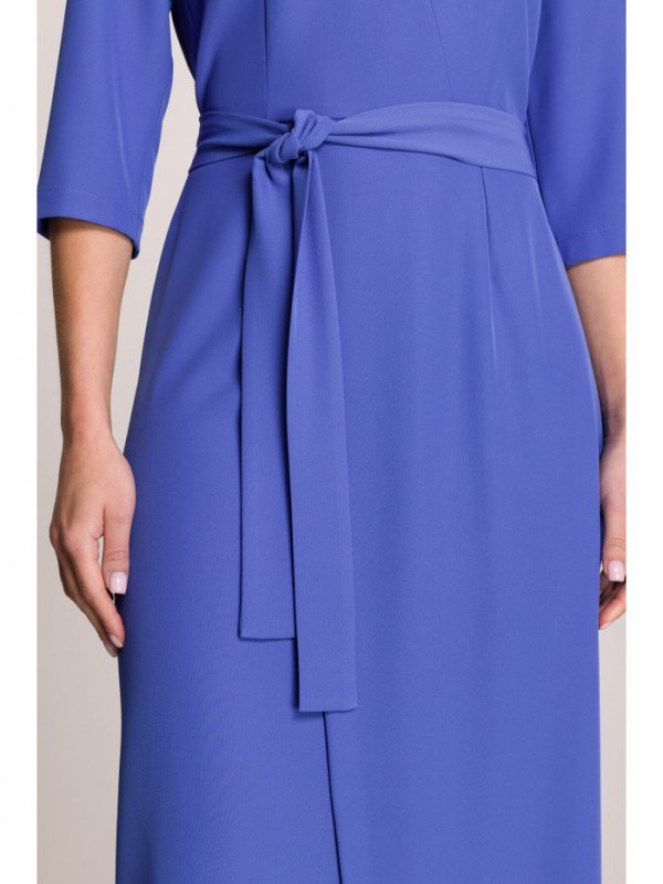 Stylove S396 Sukienka z kopertowym motywem - niebieska