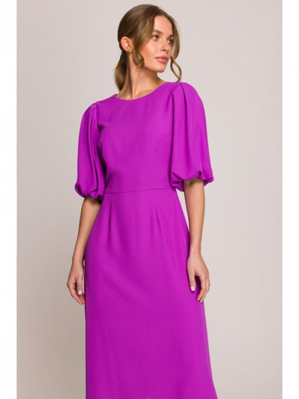 Stylove S399 Sukienka z bufiastymi rękawami - lawendowa