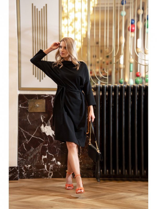 Stylove S403 Sukienka oversize z modalu - czarna