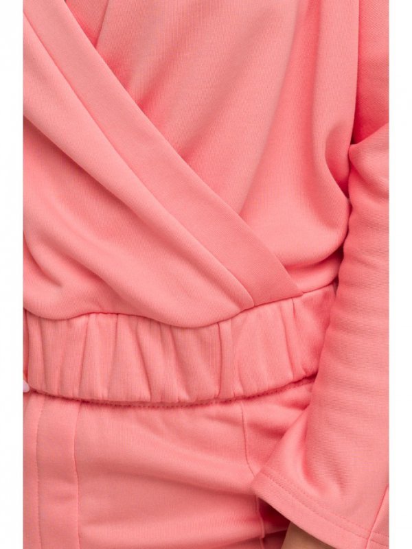 BeWear B292 Bluza z kopertowym dekoltem - koralowa