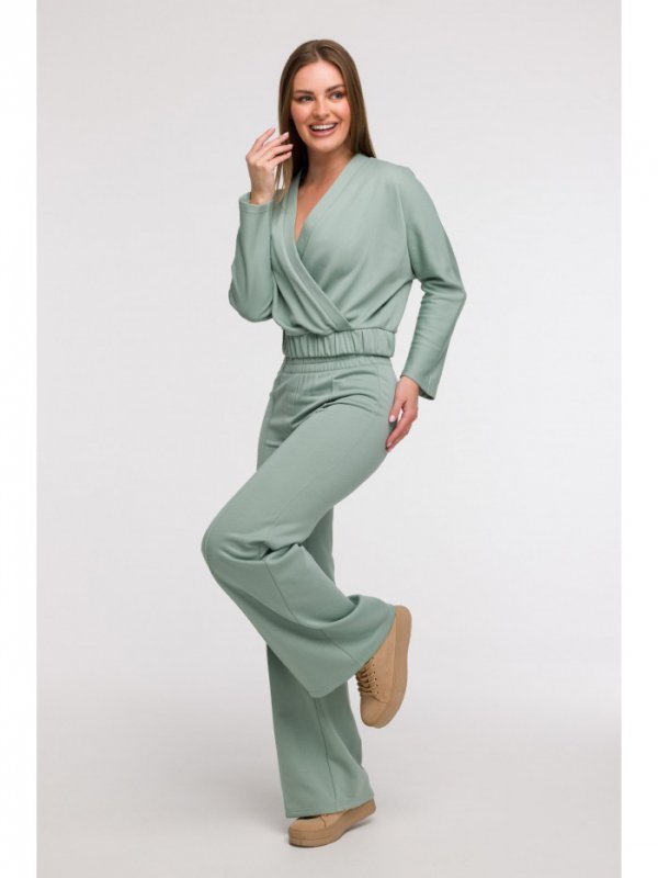 BeWear B292 Bluza z kopertowym dekoltem - miętowa