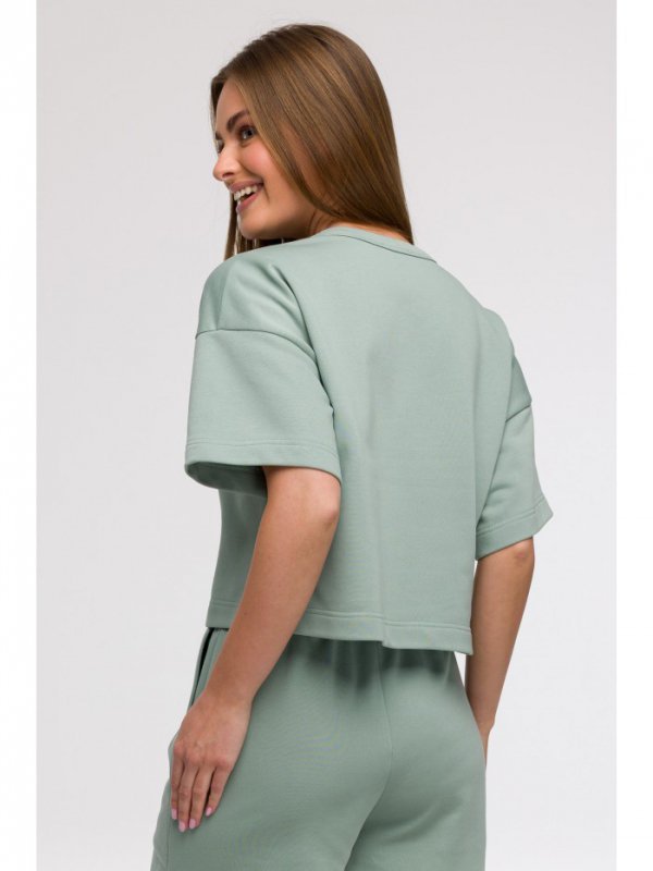 BeWear B294 Bluza oversize z krótkimi rękawami - miętowa