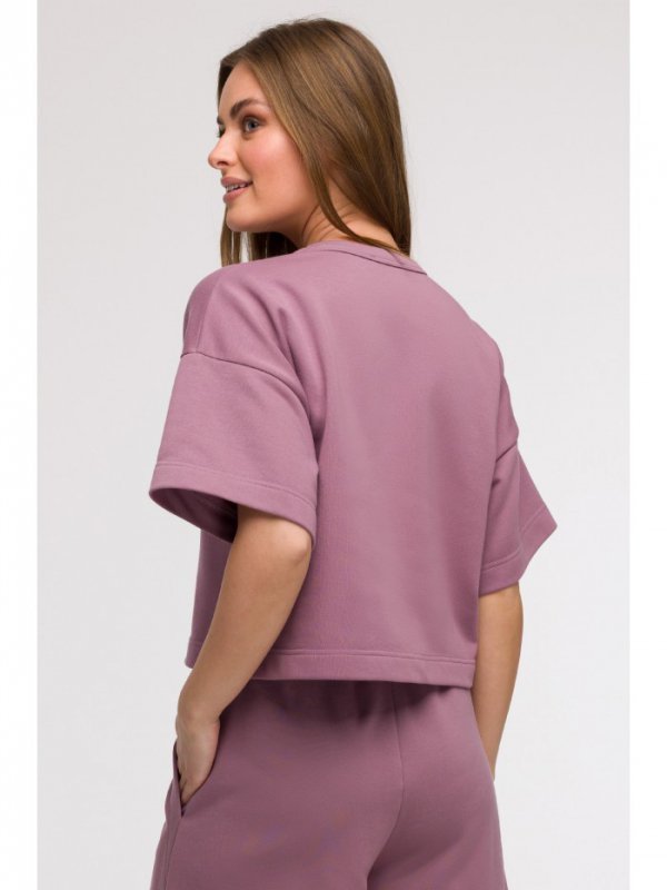 BeWear B294 Bluza oversize z krótkimi rękawami - wrzosowa