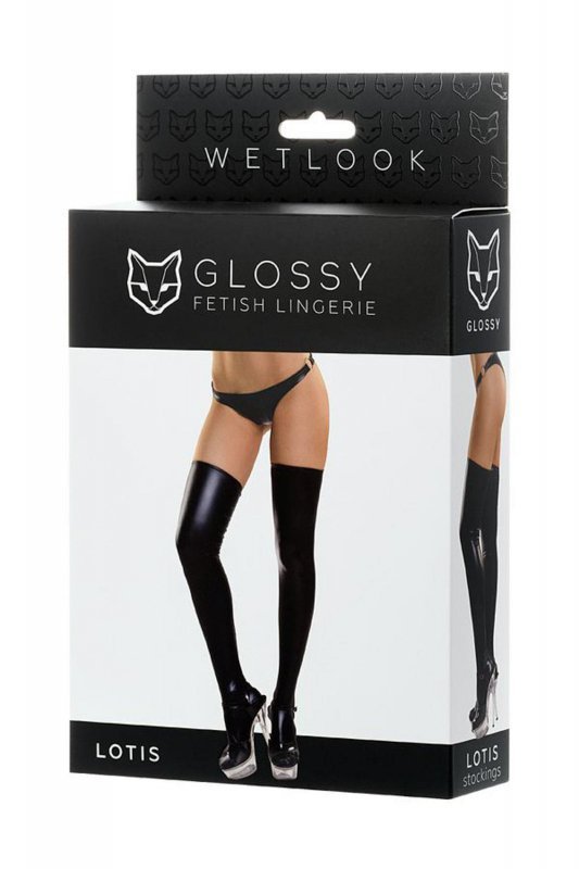 Glossy Glossy stockings made of Wetlook material,black,L