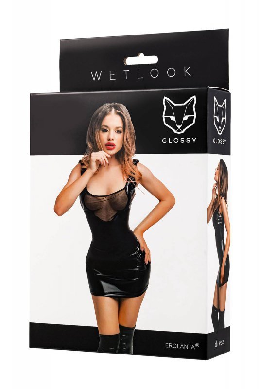 Glossy Glossy Rimma,dress,wetlook,black,S