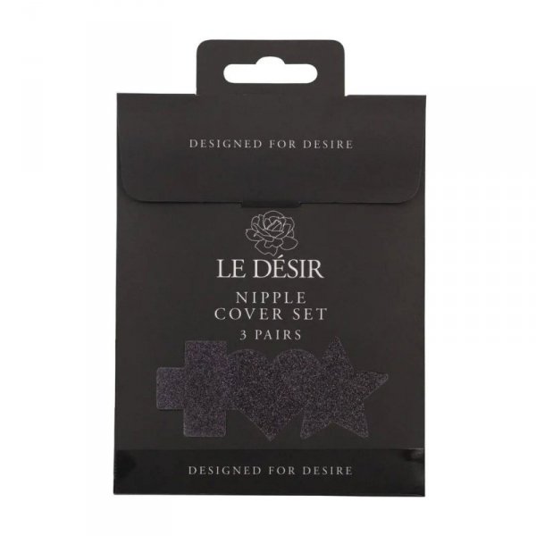 Le Désir Nipple Cover Set - Cross Star Heart - Black