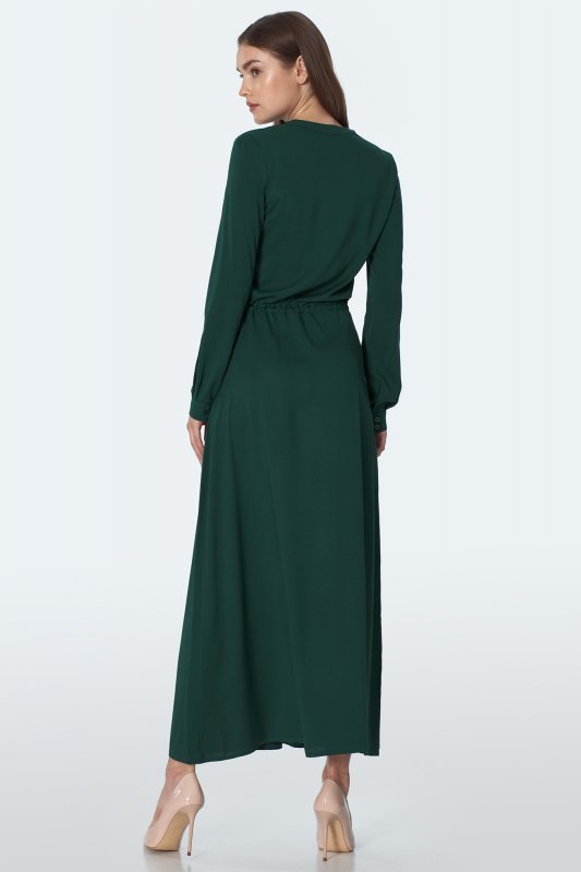 Nife Długa sukienka  w kolorze butelkowej zieleni - S154