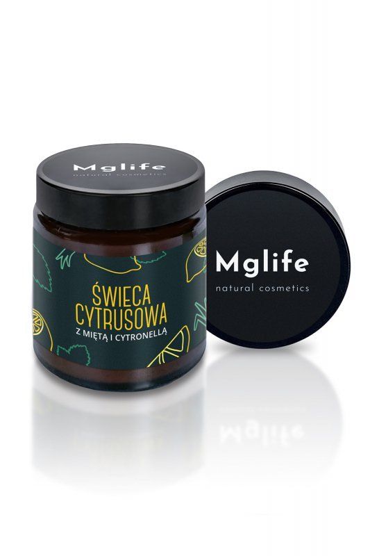 Mglife Świeca cytrusowa z miętą i cytronellą - rzepakowa kosmetyki świeca zapachowa