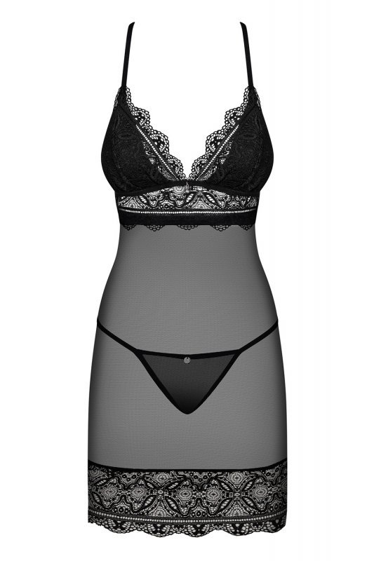 Obsessive Renelia chemise bielizna nocna komplet koszulka + stringi