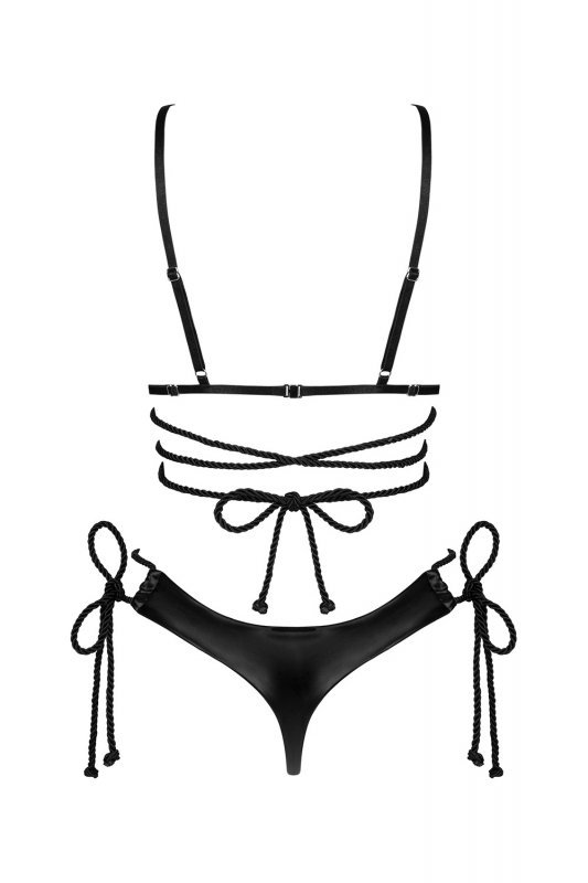 Obsessive Cordellis 2-pcs cupless set bielizna nocna komplet półbiustonosz + stringi