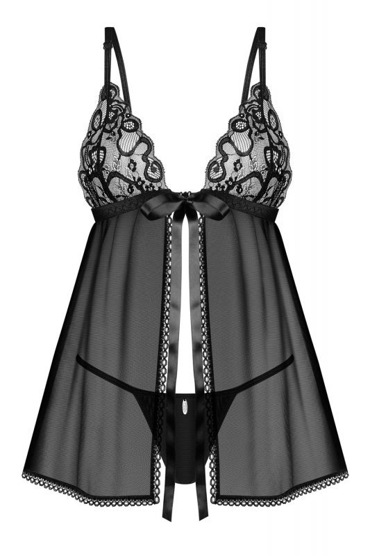 Obsessive Blomentis babydoll and thong bielizna nocna komplet koszulka + stringi