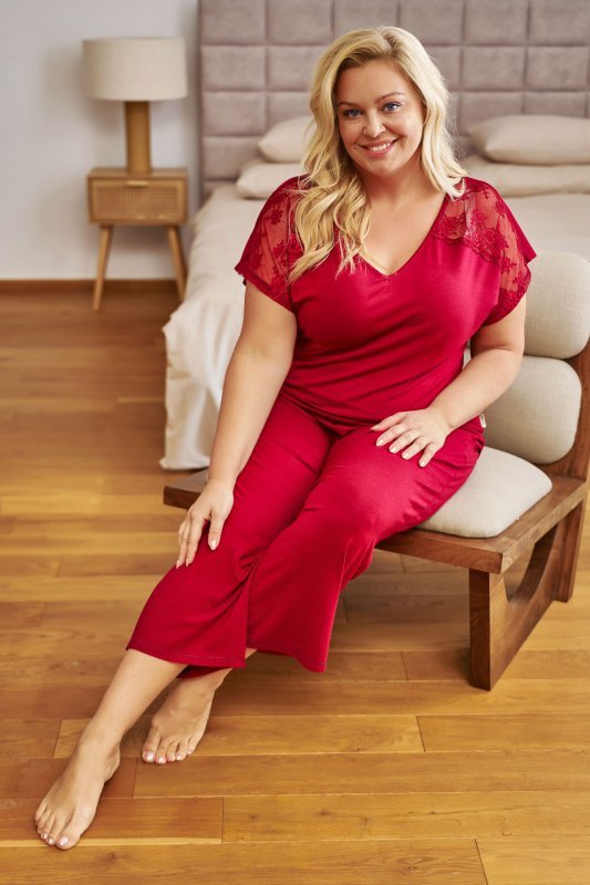 Doctornap Piżama damska PB 7259 burgundy red