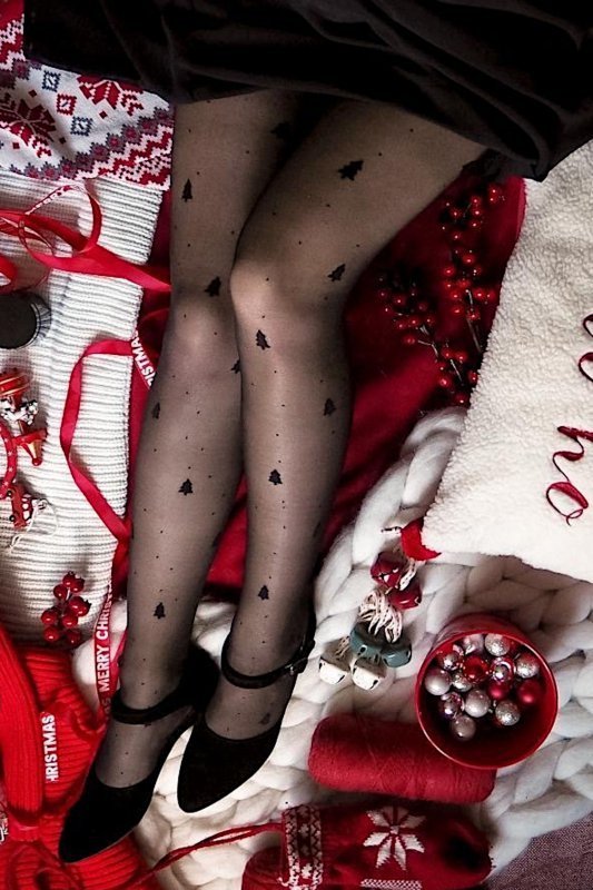Gabriella Rajstopy Christmas trees 516 nero